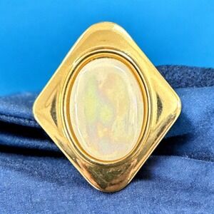 JERI-LOU Carded Scarf Clip‎ Gold Tone Diamond Cream Lined Cab NWOT